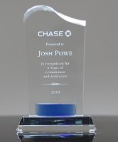 Picture of Wave Top Crystal Award with Blue Banner