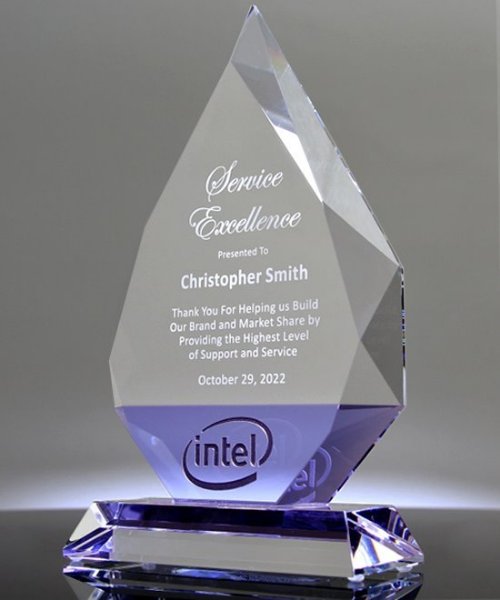 Picture of Beveled Purple Crystal Diamond Award